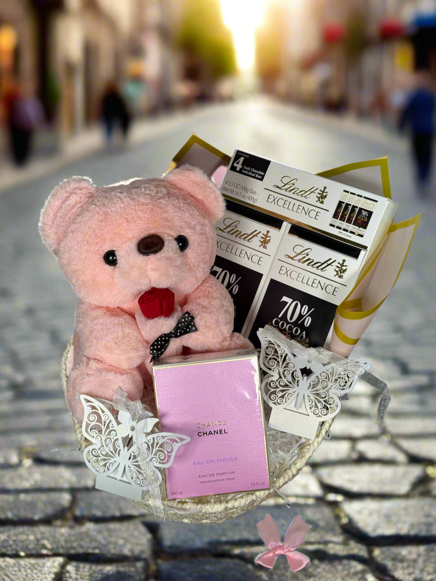 Luxury Gift Hamper – Teddy, Chocolate & Chanel Fragrance