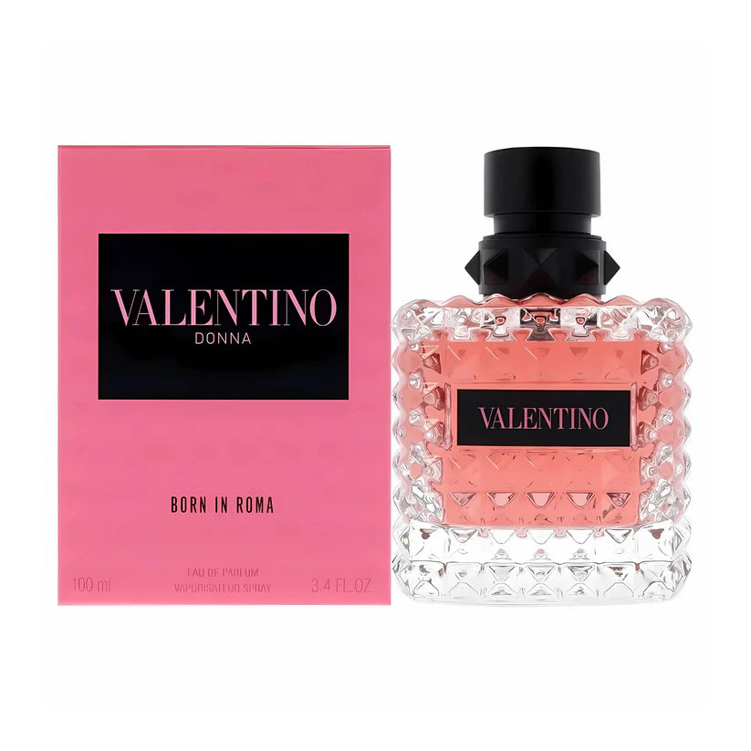 Valentino perfume bottle and packaging on a white background