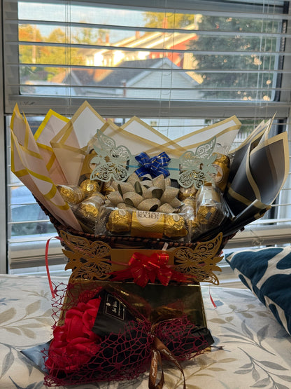 Luxury Gift Set with Bleu de Chanel Perfume, Chocolates, Teddy & Roses